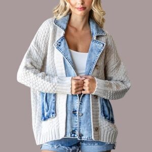 NWT Denim Sweater Jacket